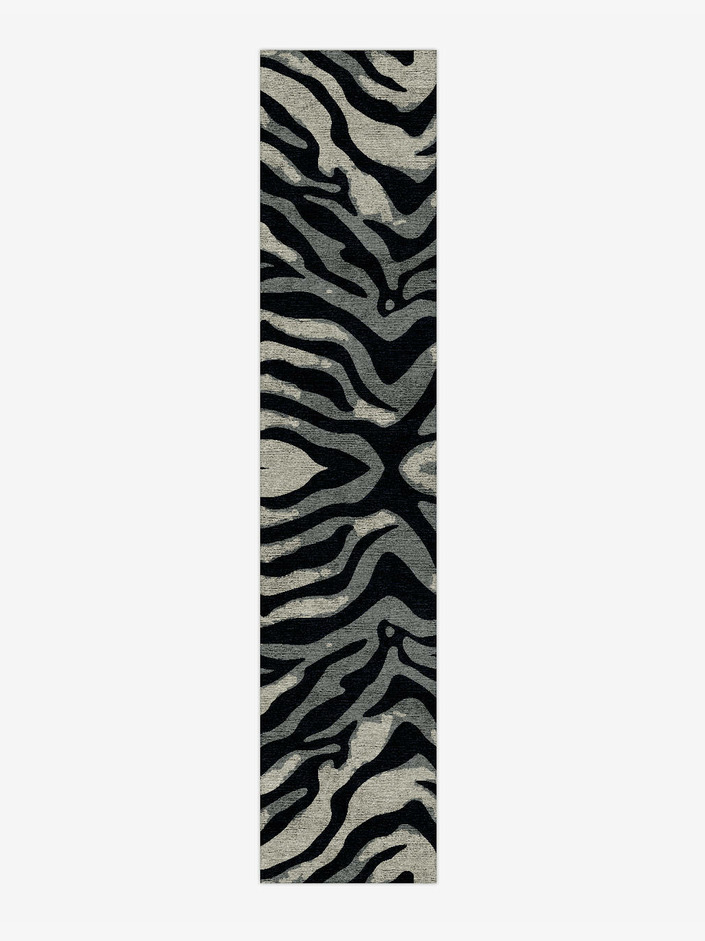 Breton Stripes Monochrome Runner Hand Knotted Bamboo Silk Custom Rug by Rug Artisan