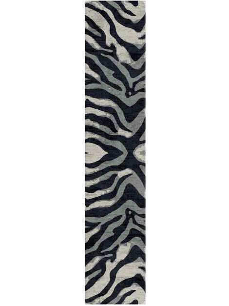 Breton Stripes Monochrome Runner Hand Tufted Bamboo Silk Custom Rug by Rug Artisan