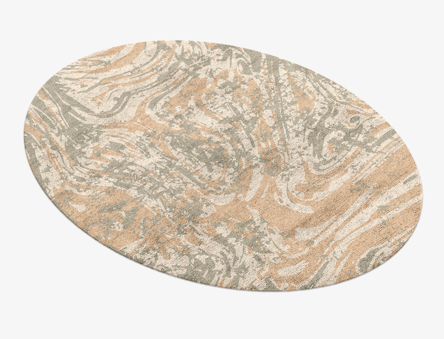 Brew Surface Art Oval Hand Knotted Bamboo Silk Custom Rug by Rug Artisan