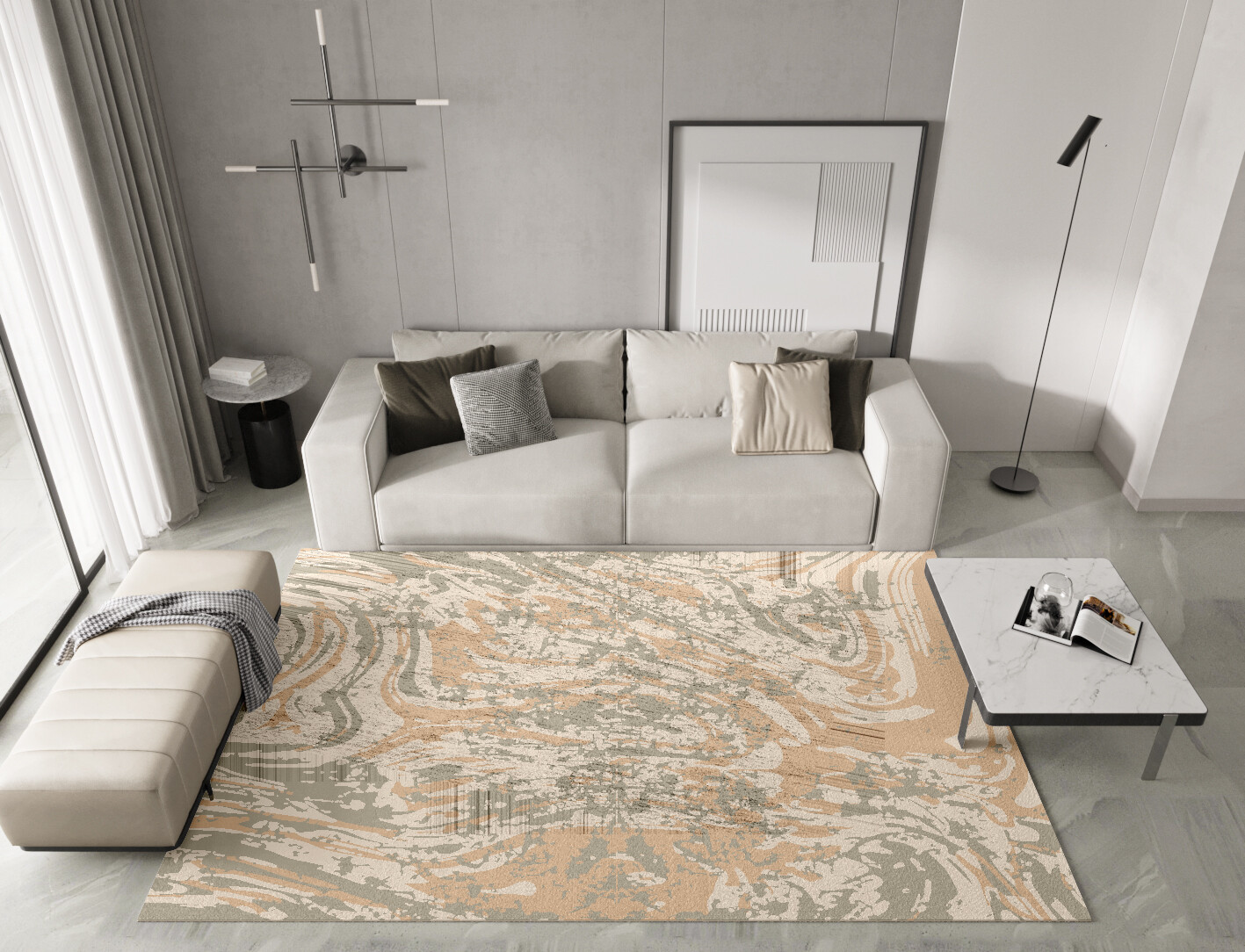 Brew Surface Art Rectangle Hand Knotted Bamboo Silk Custom Rug by Rug Artisan