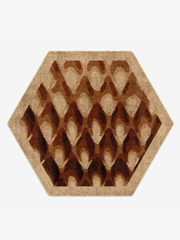 Bronzer Origami Hexagon Hand Knotted Bamboo Silk Custom Rug by Rug Artisan