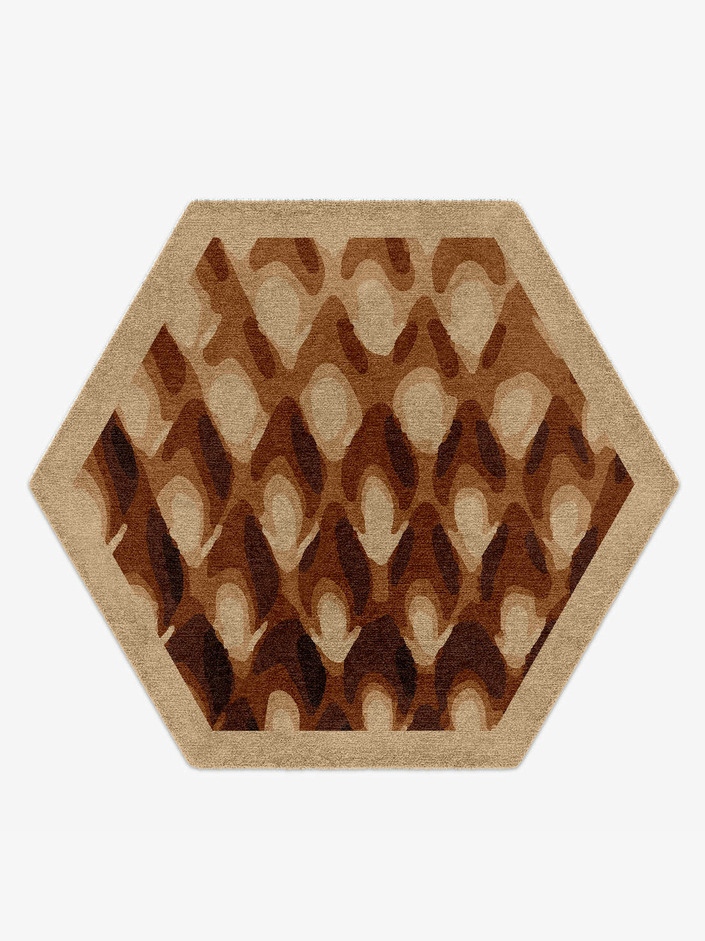 Bronzer Origami Hexagon Hand Knotted Tibetan Wool Custom Rug by Rug Artisan