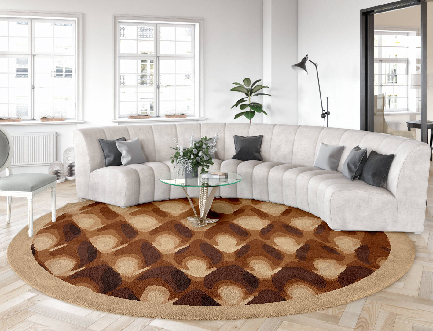Bronzer Origami Round Hand Tufted Pure Wool Custom Rug by Rug Artisan