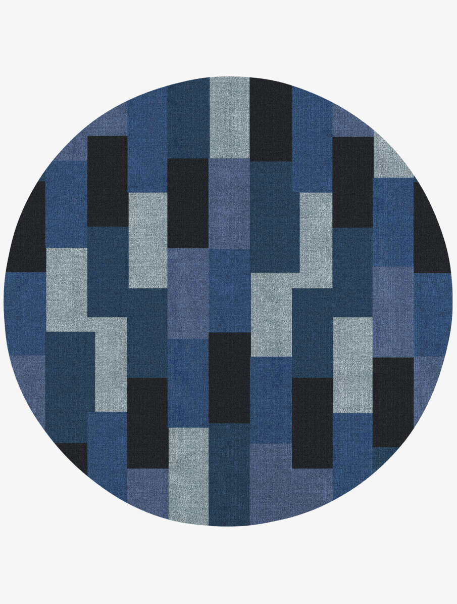 Brumous Geometric Round Outdoor Recycled Yarn Custom Rug by Rug Artisan