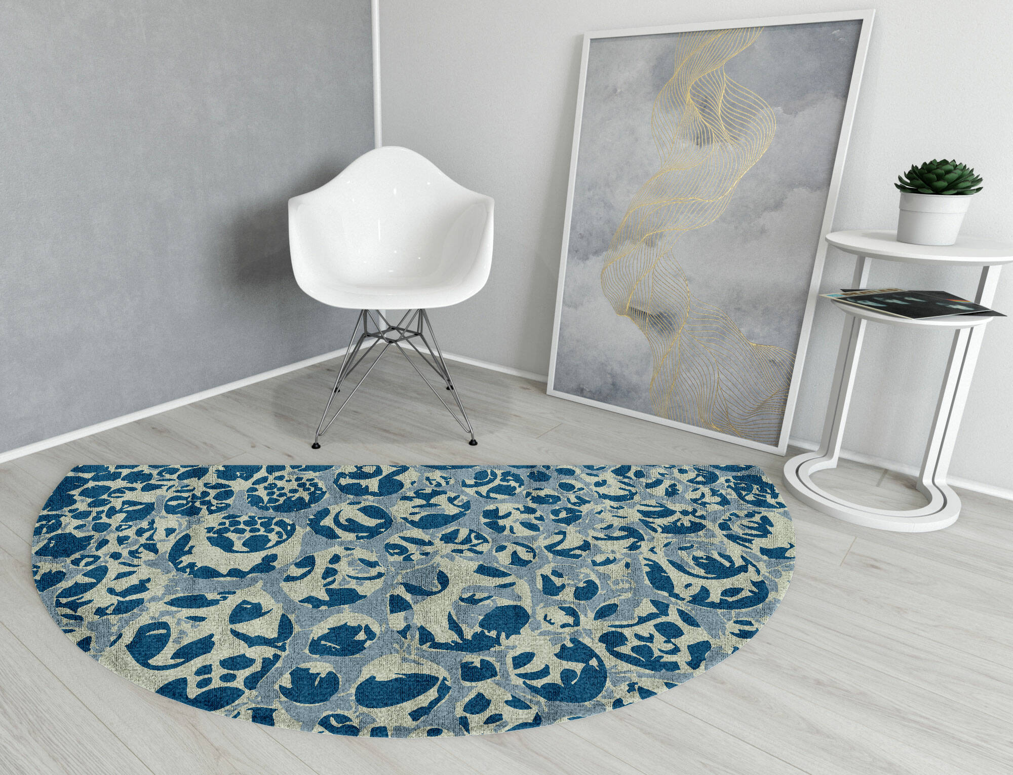 Bubbles Abstract Halfmoon Hand Knotted Bamboo Silk Custom Rug by Rug Artisan