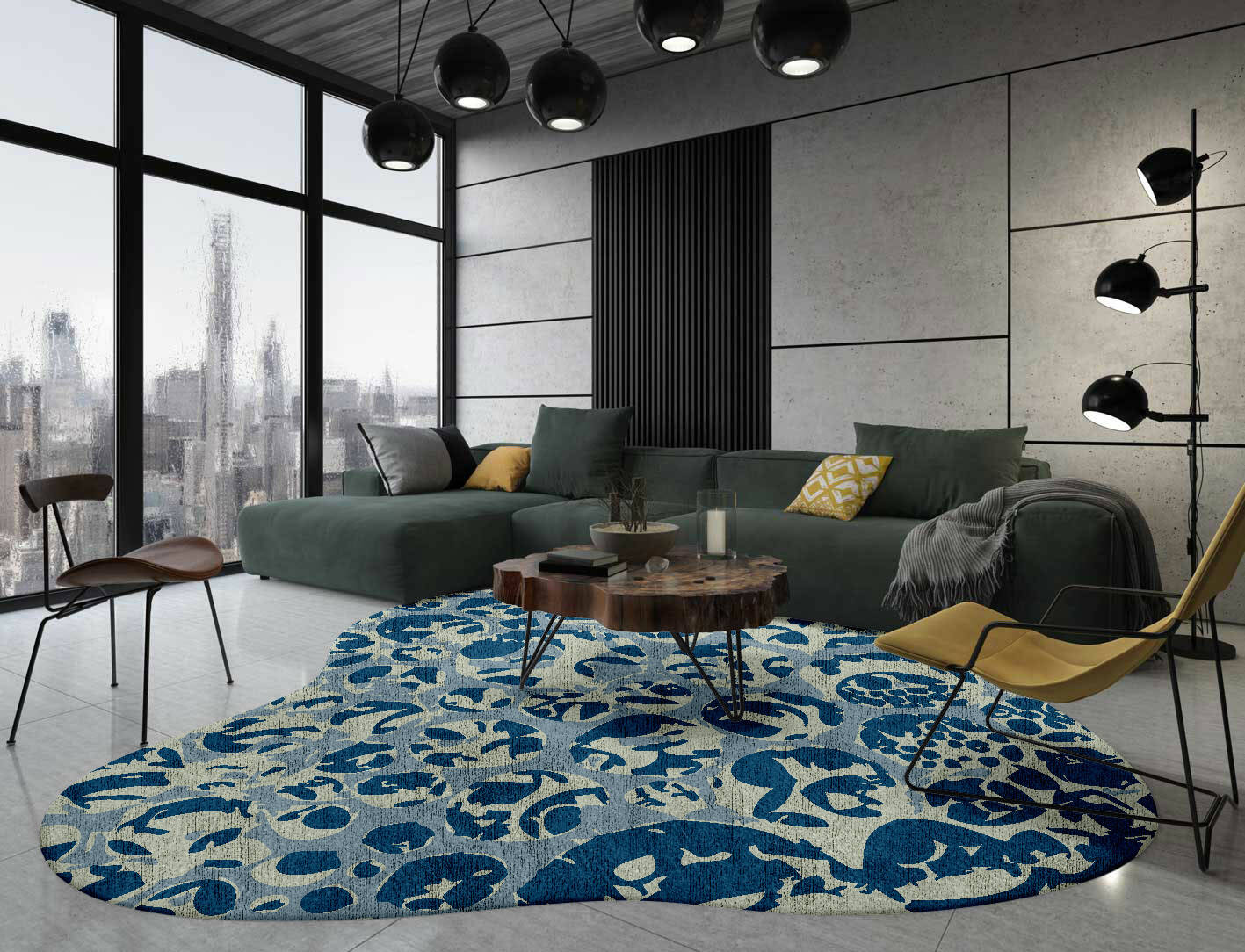 Bubbles Abstract Splash Hand Knotted Bamboo Silk Custom Rug by Rug Artisan