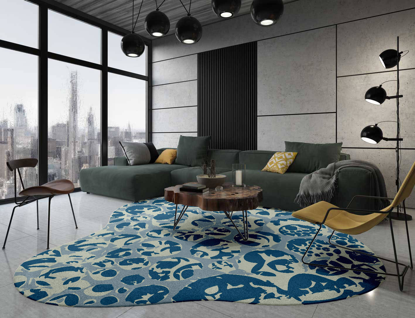 Bubbles Abstract Splash Hand Tufted Pure Wool Custom Rug by Rug Artisan