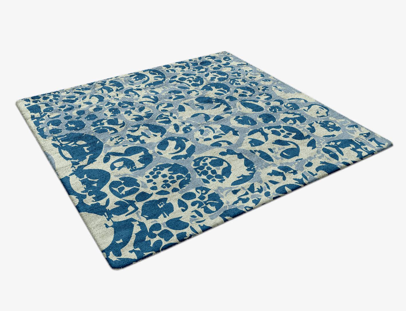 Bubbles Abstract Square Hand Tufted Bamboo Silk Custom Rug by Rug Artisan