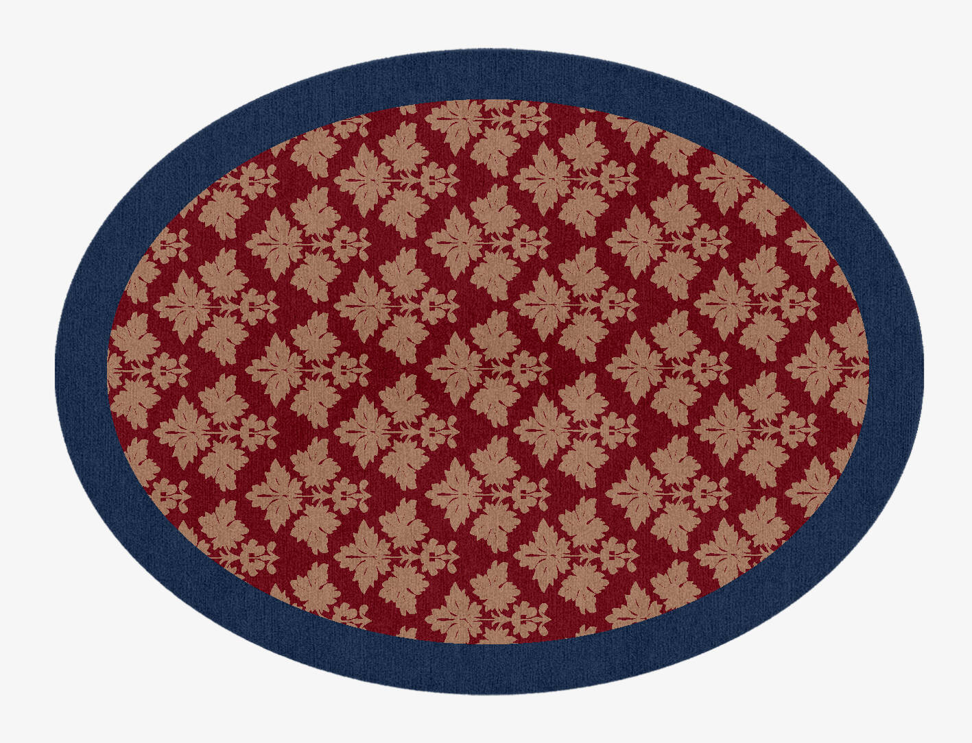 Burgundy Geometric Oval Hand Knotted Tibetan Wool Custom Rug by Rug Artisan