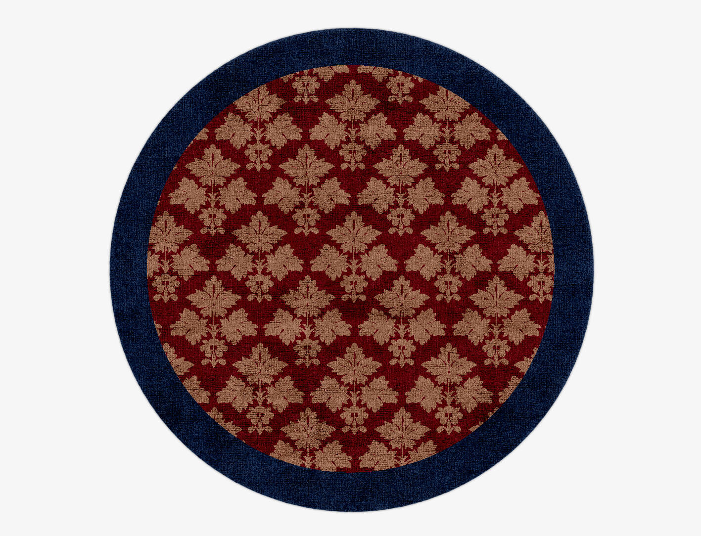 Burgundy Geometric Round Hand Knotted Bamboo Silk Custom Rug by Rug Artisan