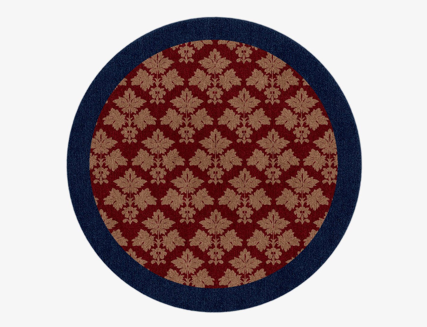 Burgundy Geometric Round Hand Knotted Tibetan Wool Custom Rug by Rug Artisan