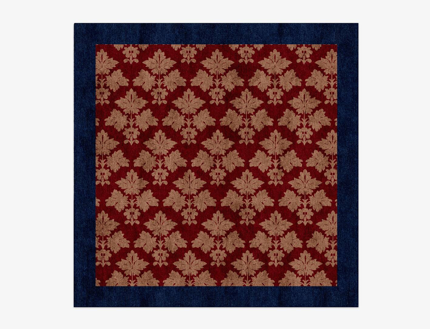 Burgundy Geometric Square Hand Knotted Bamboo Silk Custom Rug by Rug Artisan