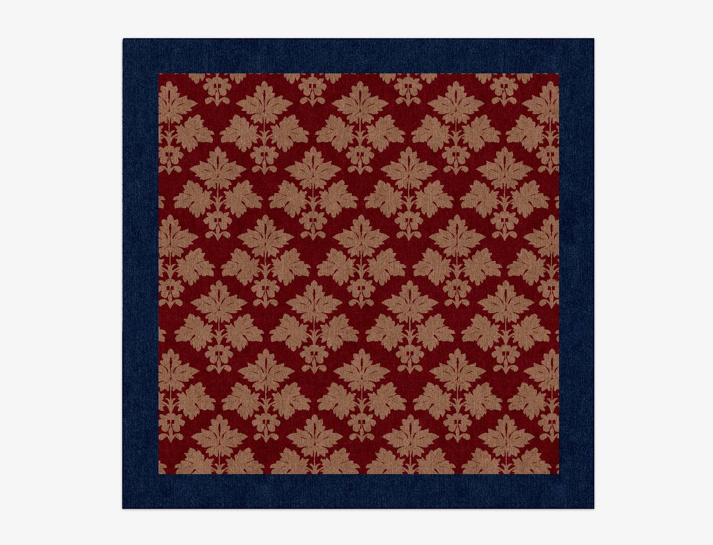Burgundy Geometric Square Hand Knotted Tibetan Wool Custom Rug by Rug Artisan