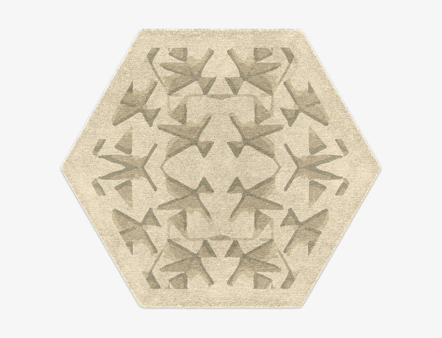 Butterflies Origami Hexagon Hand Knotted Tibetan Wool Custom Rug by Rug Artisan