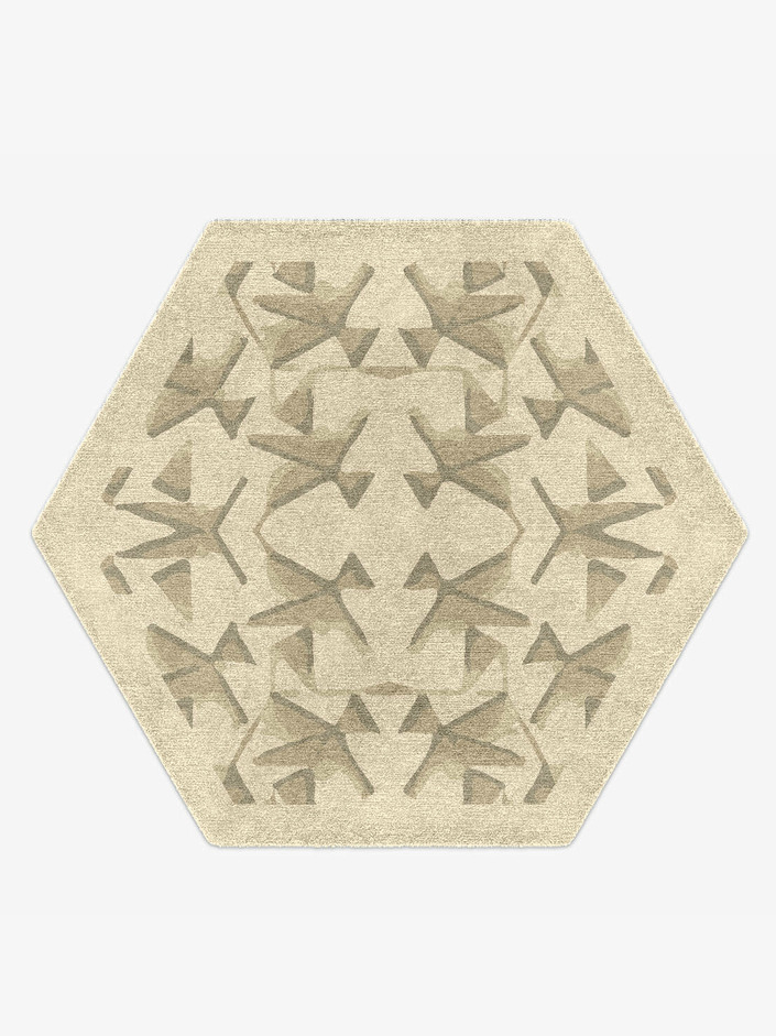 Butterflies Origami Hexagon Hand Knotted Tibetan Wool Custom Rug by Rug Artisan