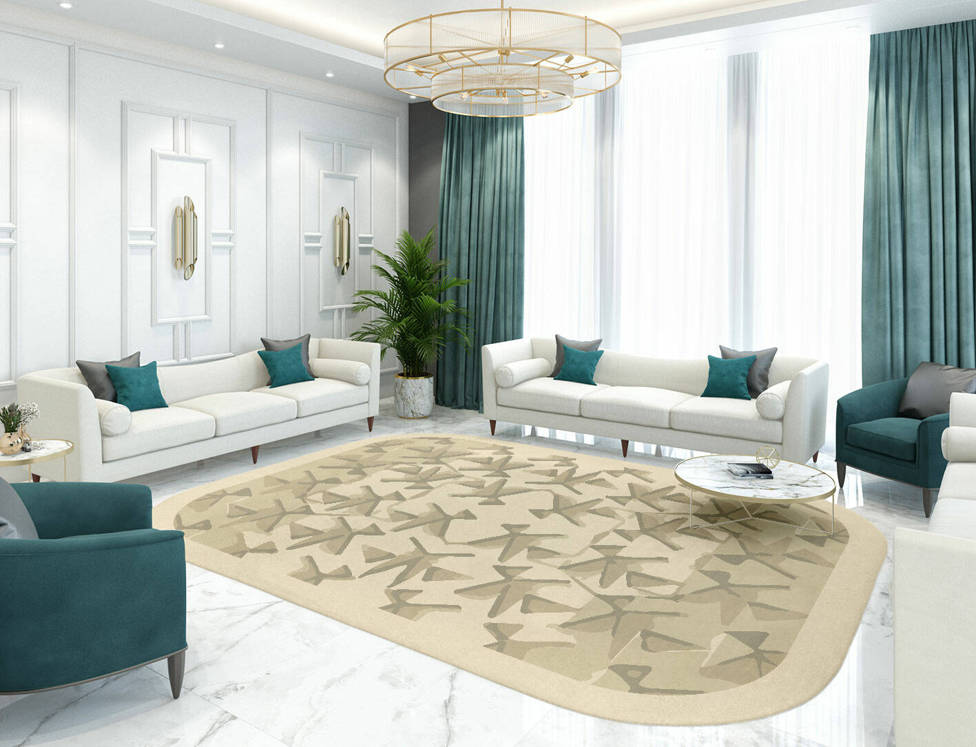 Butterflies Origami Oblong Hand Tufted Pure Wool Custom Rug by Rug Artisan
