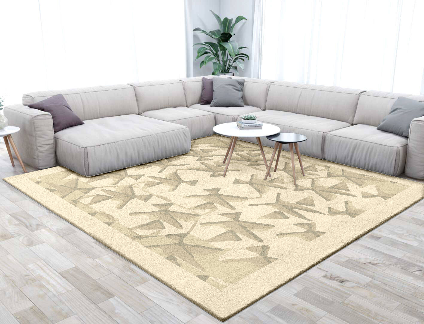 Butterflies Origami Square Hand Tufted Pure Wool Custom Rug by Rug Artisan