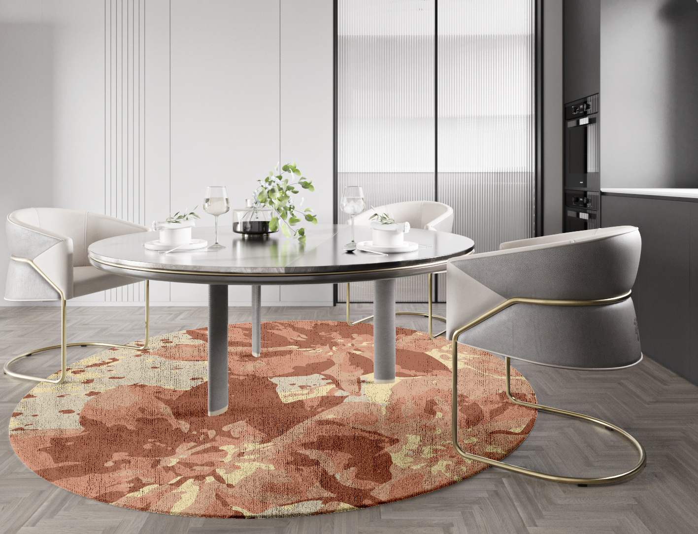 Butterfly Bush Floral Round Hand Knotted Bamboo Silk Custom Rug by Rug Artisan