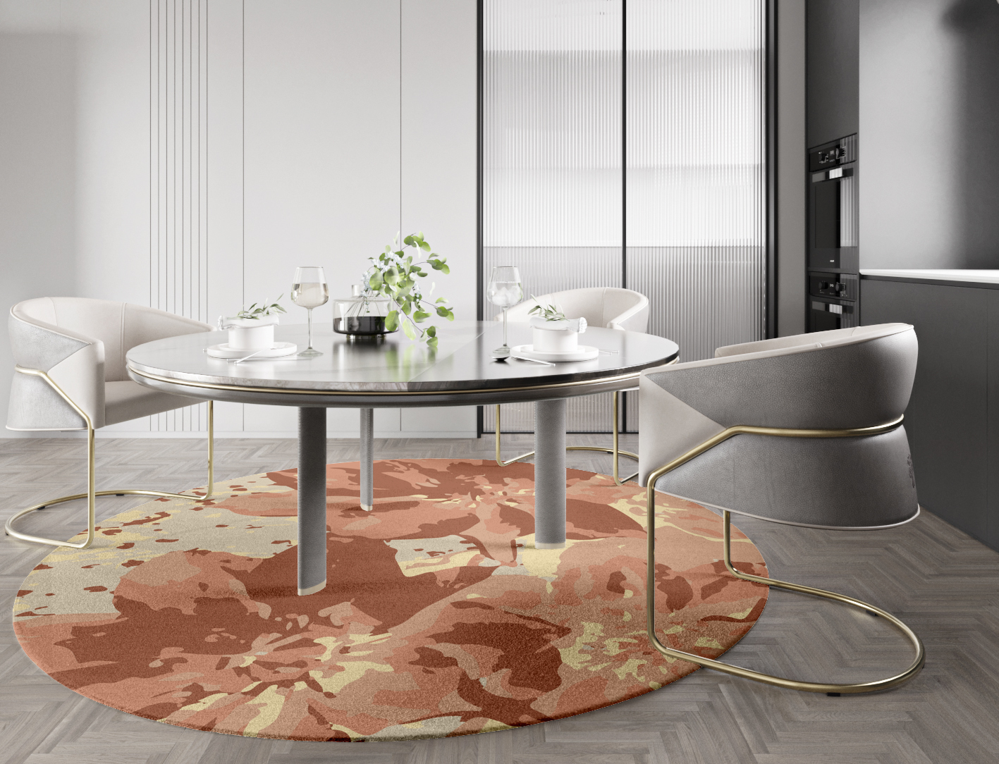 Butterfly Bush Floral Round Hand Knotted Tibetan Wool Custom Rug by Rug Artisan