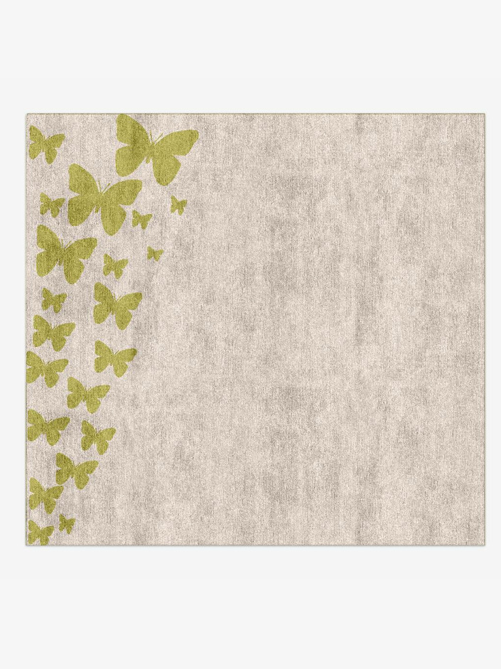 Butterfly Strokes Kids Square Hand Knotted Bamboo Silk Custom Rug by Rug Artisan