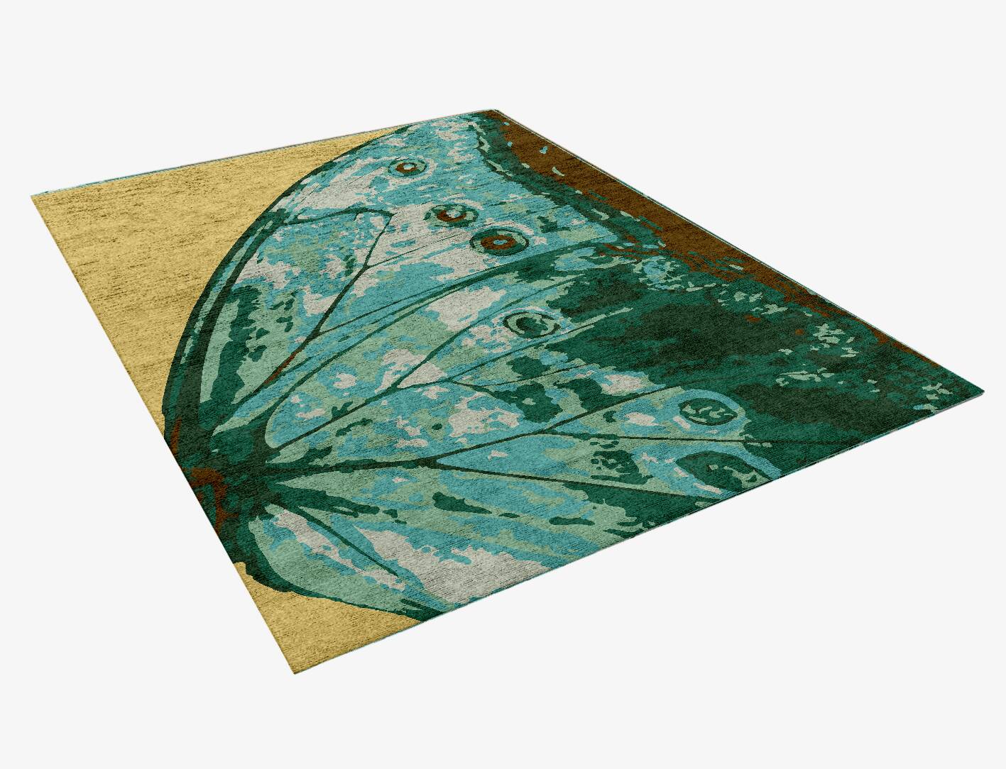 Butterfly Wings Animal Prints Rectangle Hand Knotted Bamboo Silk Custom Rug by Rug Artisan