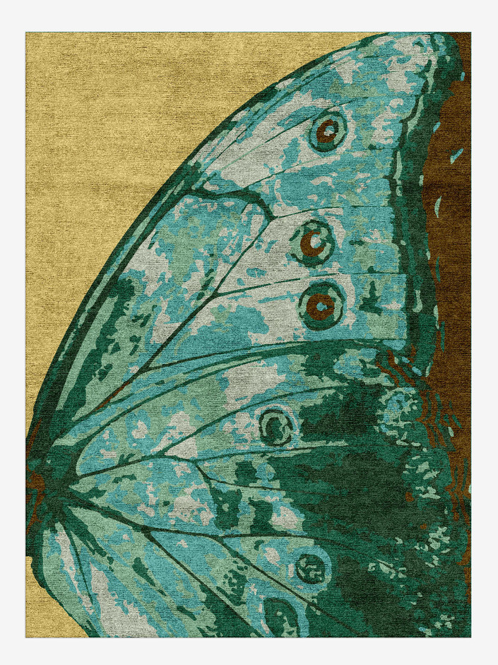 Butterfly Wings Animal Prints Rectangle Hand Knotted Bamboo Silk Custom Rug by Rug Artisan