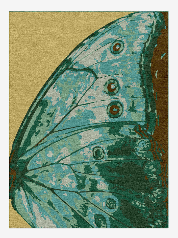 Butterfly Wings Animal Prints Rectangle Hand Knotted Tibetan Wool Custom Rug by Rug Artisan