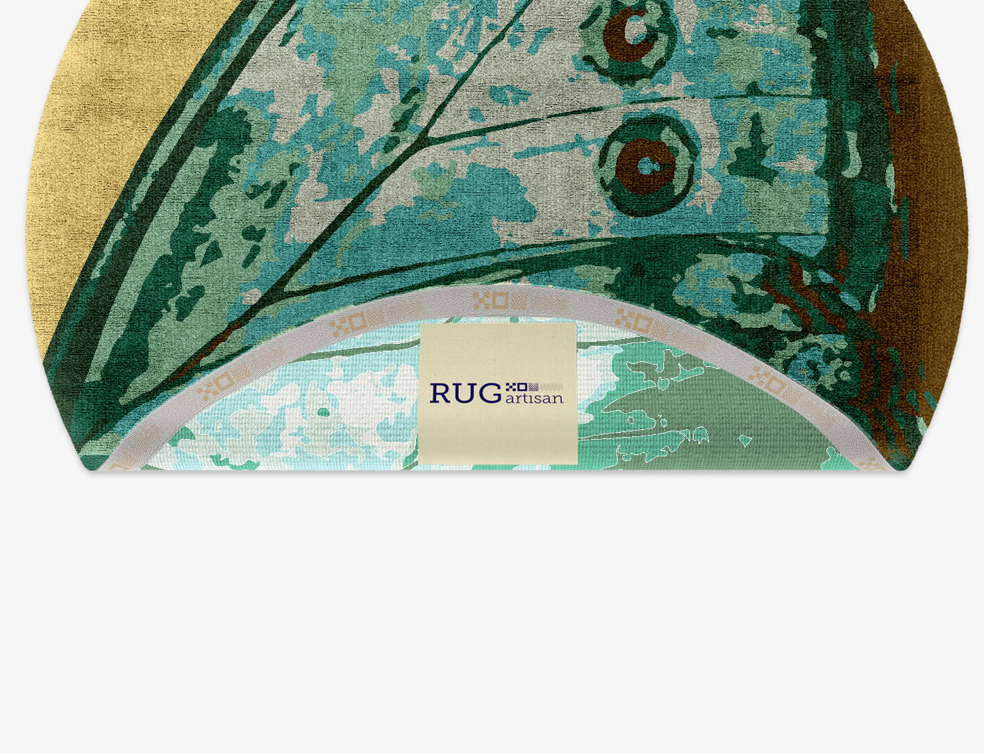 Butterfly Wings Animal Prints Round Hand Knotted Bamboo Silk Custom Rug by Rug Artisan