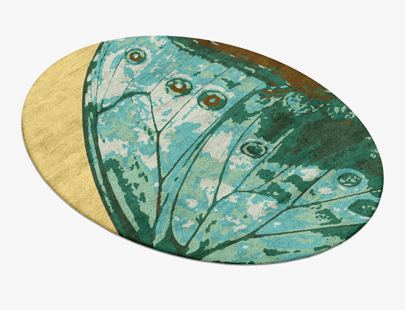 Butterfly Wings Animal Prints Oval Hand Tufted Bamboo Silk Custom Rug by Rug Artisan