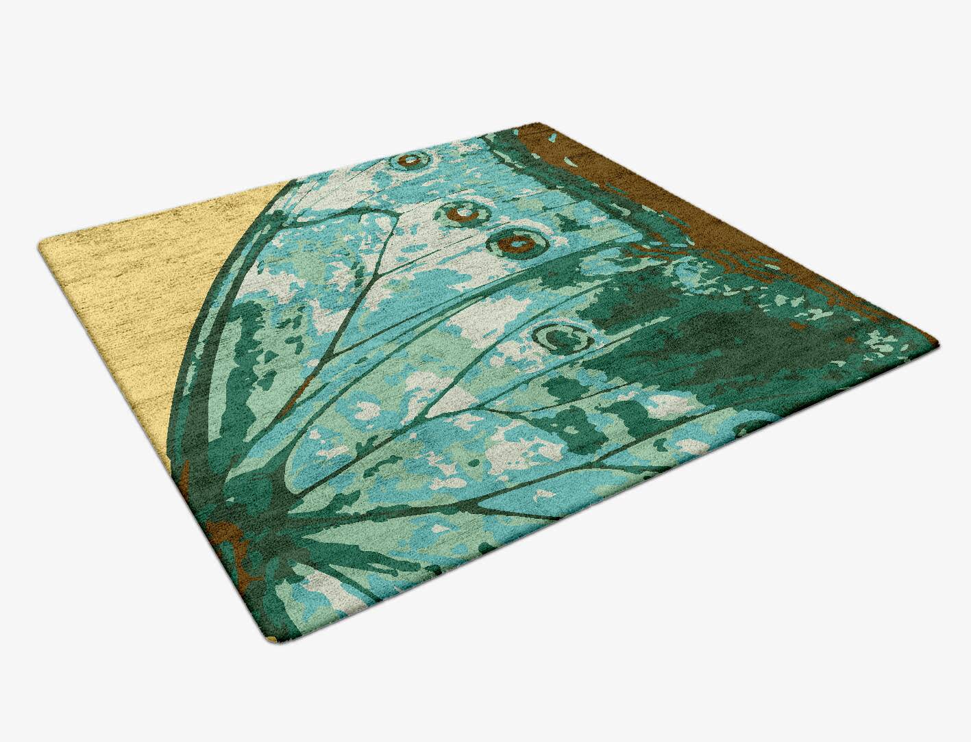 Butterfly Wings Animal Prints Square Hand Tufted Bamboo Silk Custom Rug by Rug Artisan