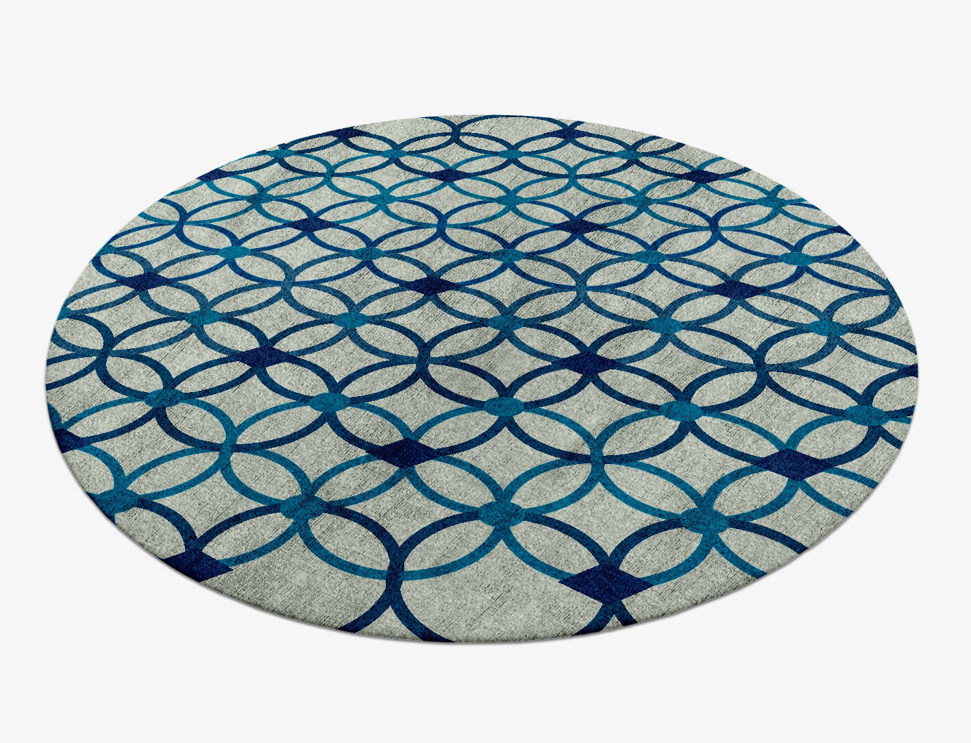 Cabal Cerulean Round Hand Knotted Bamboo Silk Custom Rug by Rug Artisan