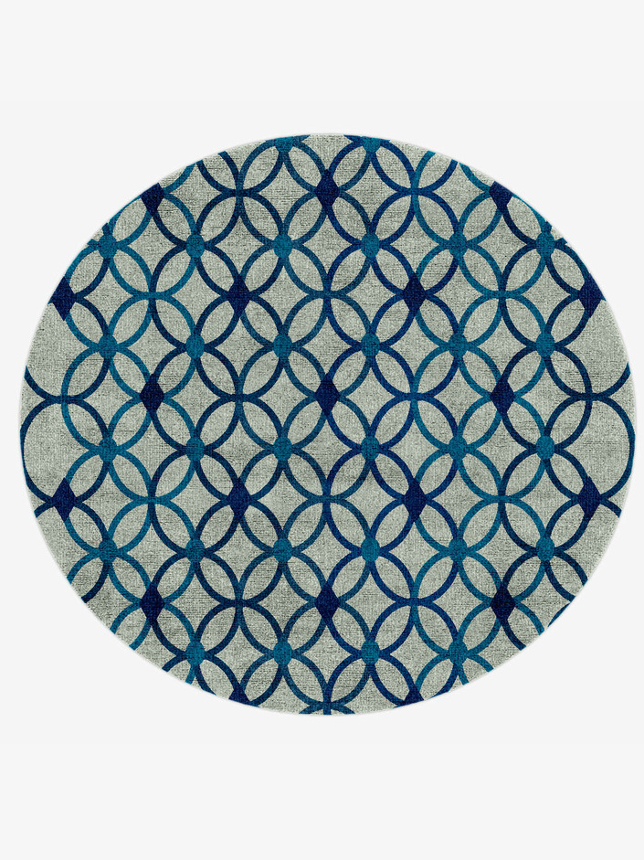 Cabal Cerulean Round Hand Knotted Bamboo Silk Custom Rug by Rug Artisan