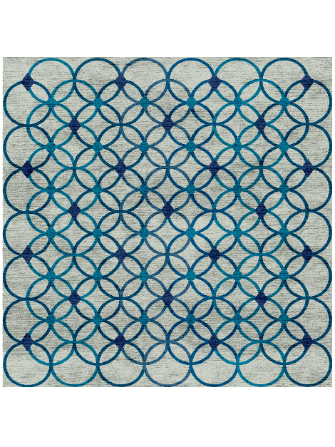 Cabal Cerulean Square Hand Knotted Bamboo Silk Custom Rug by Rug Artisan