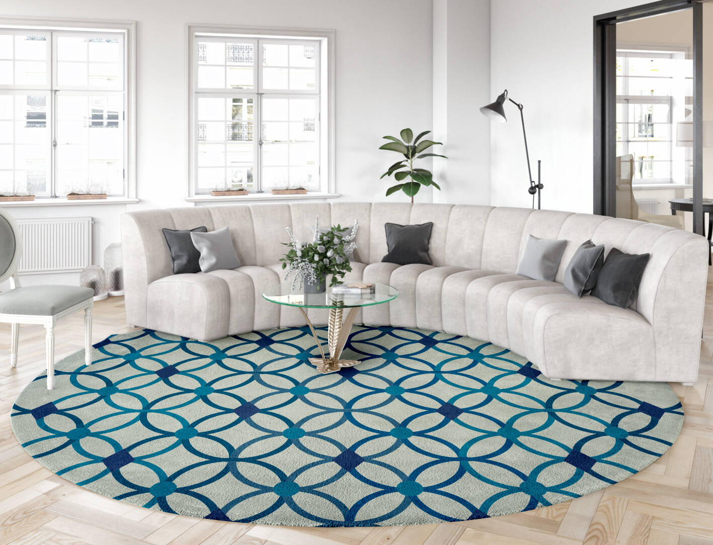 Cabal Cerulean Round Hand Tufted Pure Wool Custom Rug by Rug Artisan