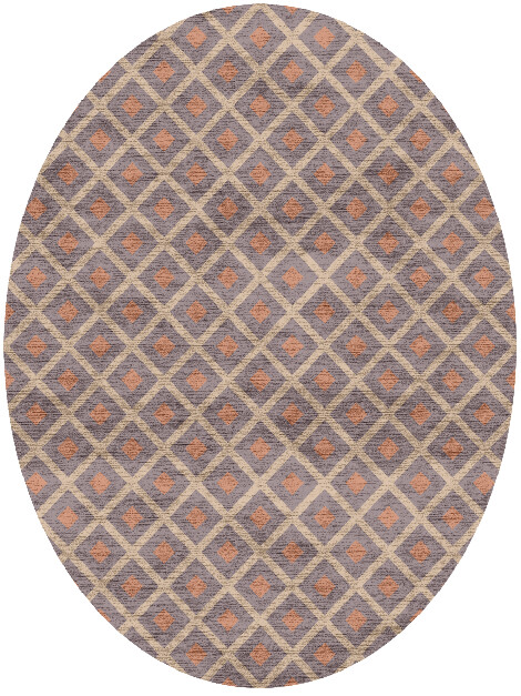 Cage Geometric Oval Hand Knotted Bamboo Silk Custom Rug by Rug Artisan