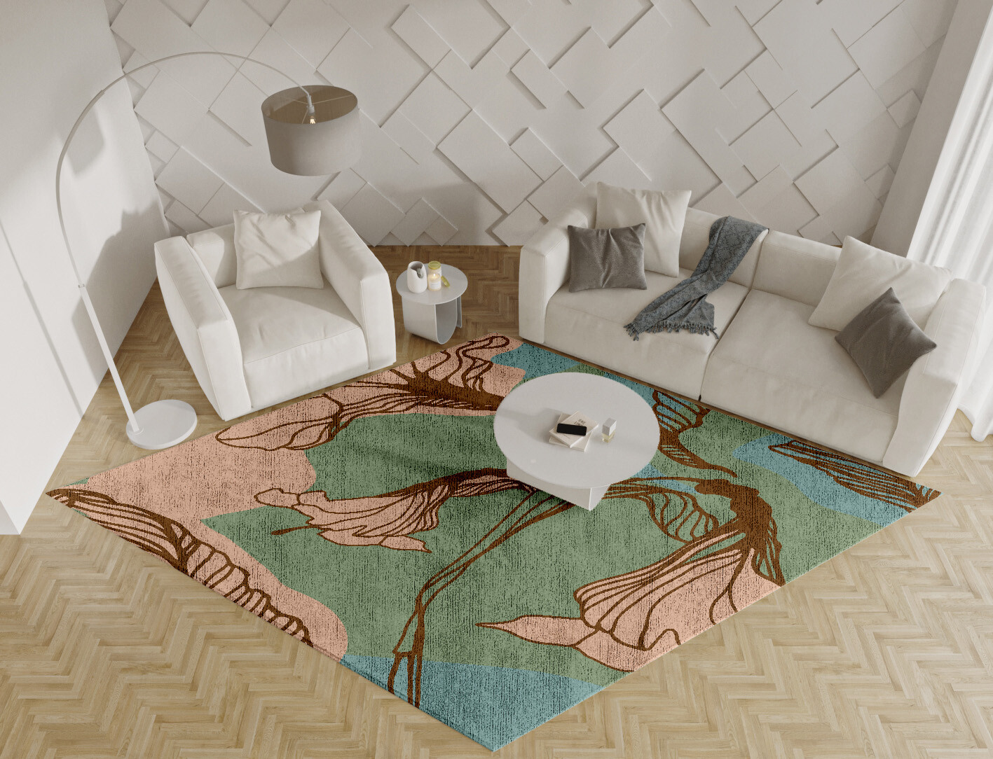 Cala Lily Field of Flowers Diamond Hand Knotted Bamboo Silk Custom Rug by Rug Artisan