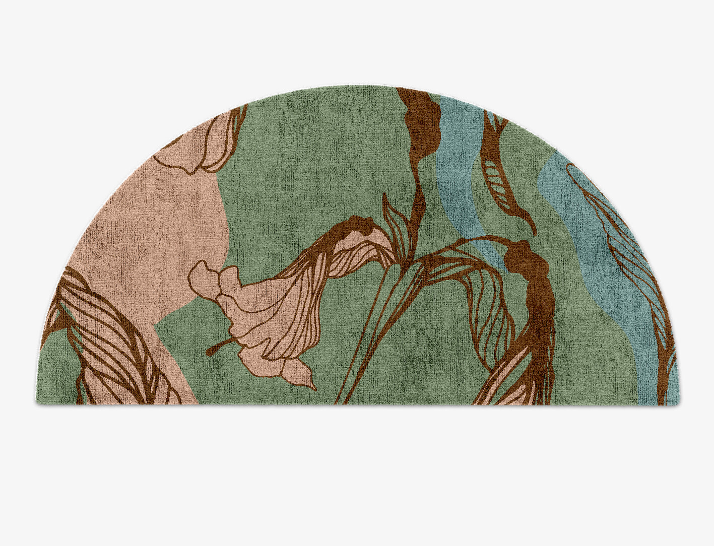 Cala Lily Field of Flowers Halfmoon Hand Knotted Bamboo Silk Custom Rug by Rug Artisan
