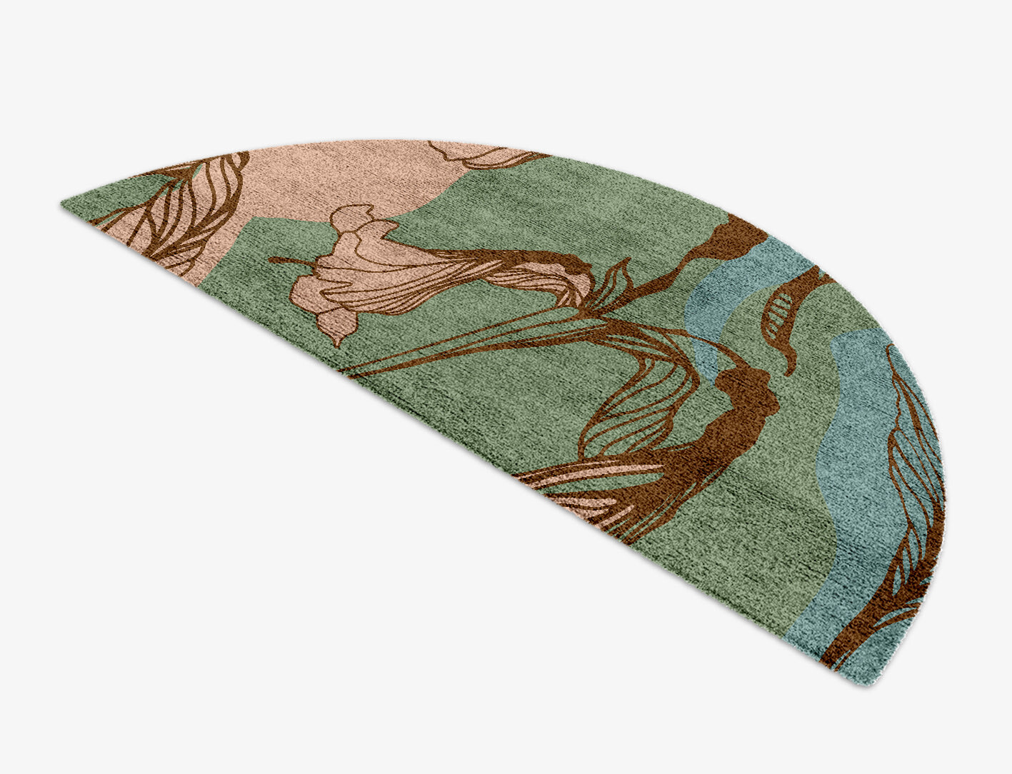 Cala Lily Field of Flowers Halfmoon Hand Knotted Bamboo Silk Custom Rug by Rug Artisan