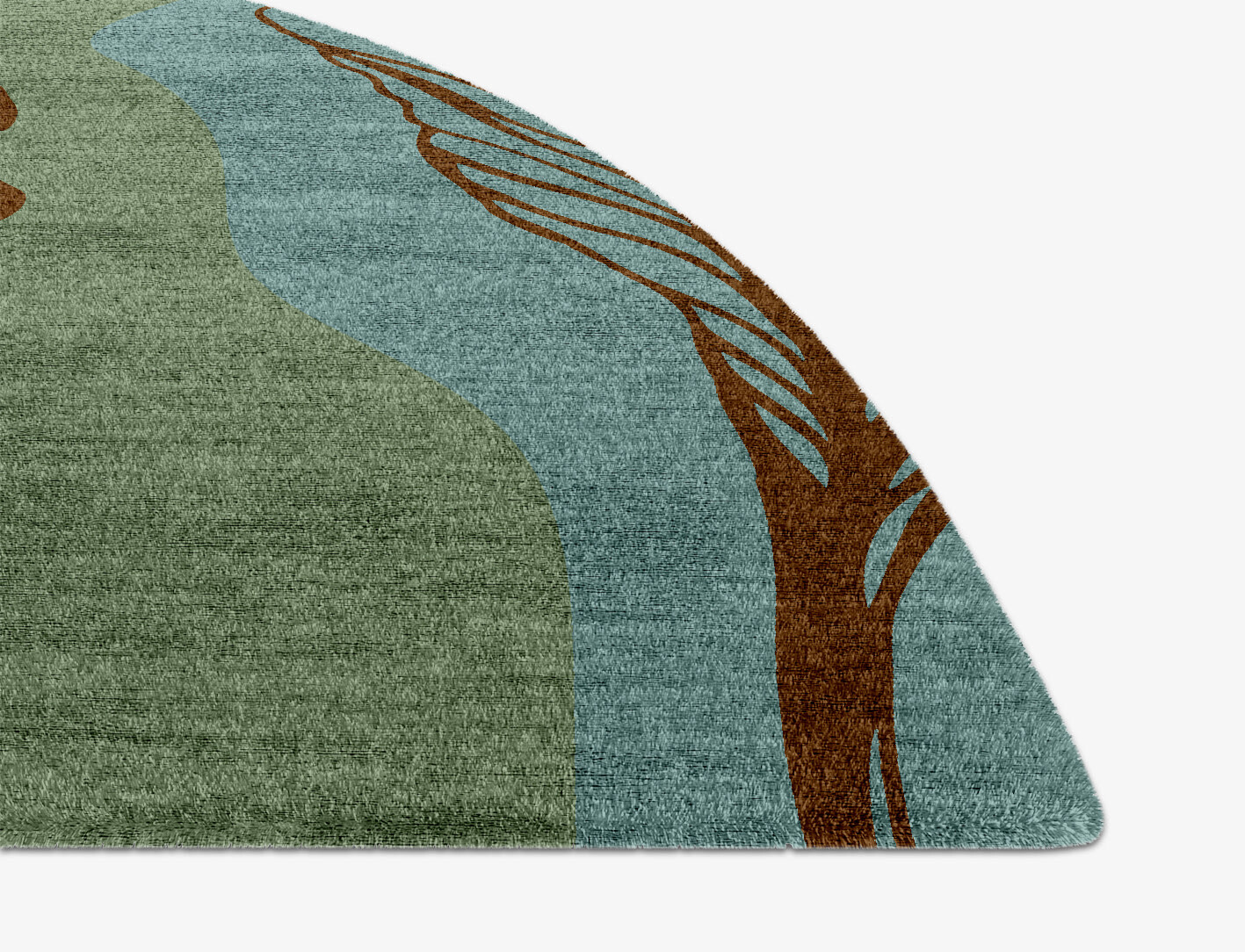 Cala Lily Field of Flowers Halfmoon Hand Knotted Bamboo Silk Custom Rug by Rug Artisan