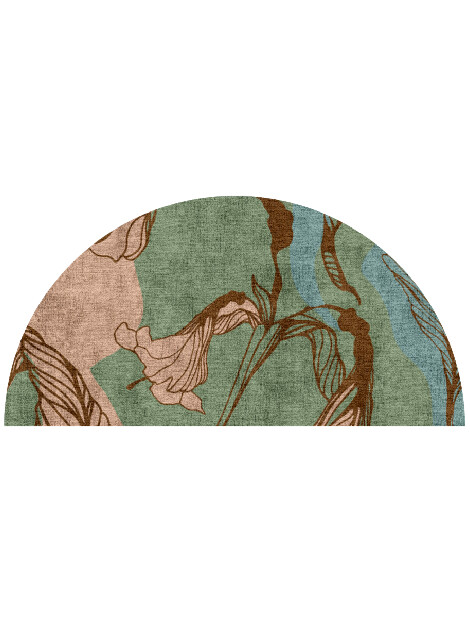 Cala Lily Field of Flowers Halfmoon Hand Knotted Bamboo Silk Custom Rug by Rug Artisan