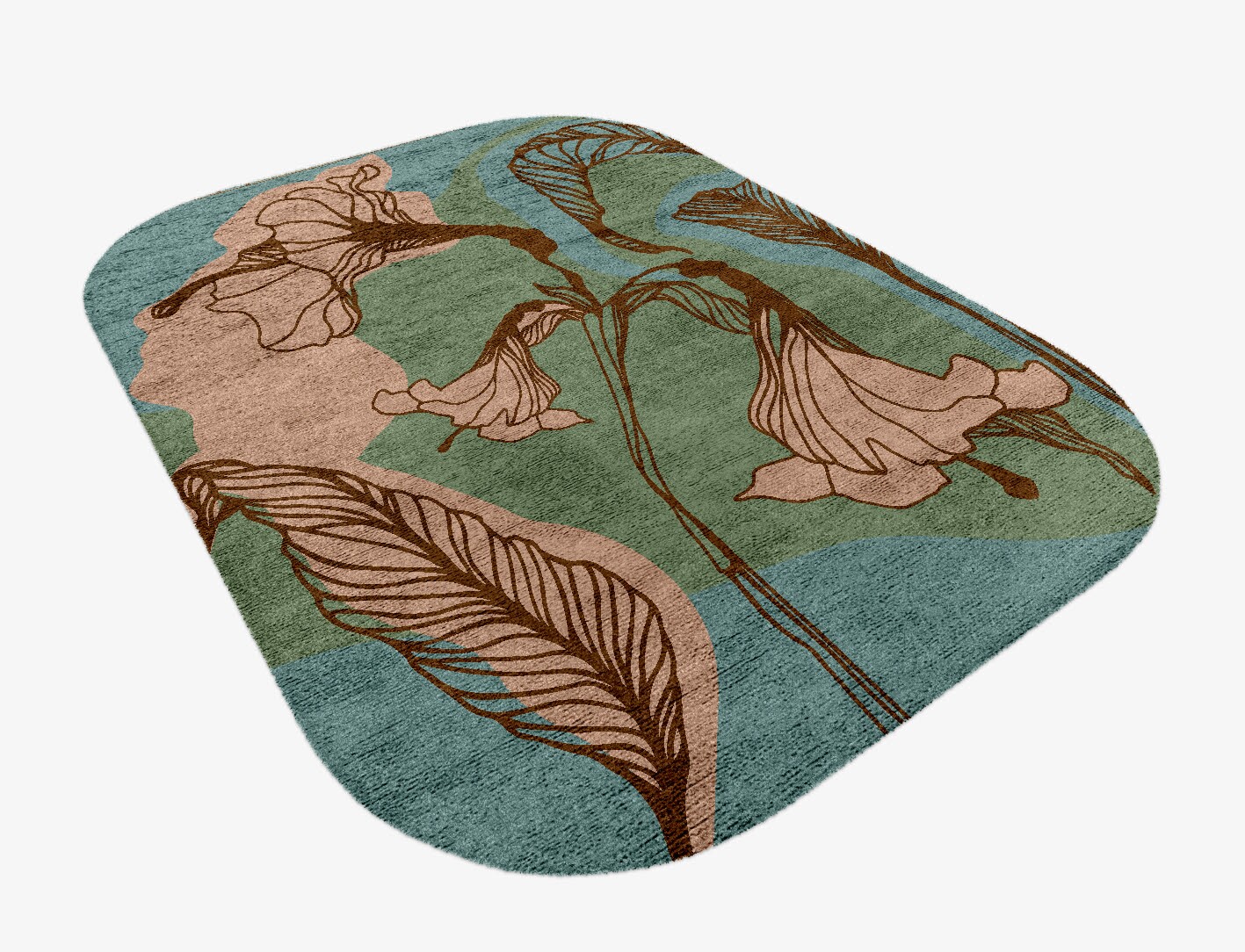 Cala Lily Field of Flowers Oblong Hand Knotted Bamboo Silk Custom Rug by Rug Artisan