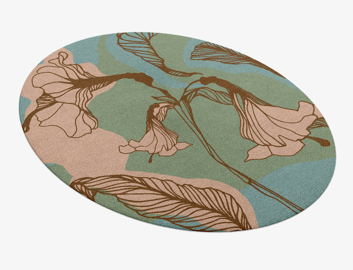 Cala Lily Field of Flowers Oval Hand Knotted Tibetan Wool Custom Rug by Rug Artisan