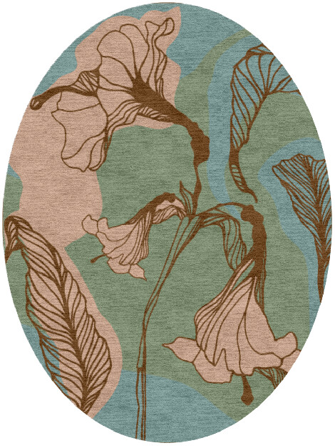 Cala Lily Field of Flowers Oval Hand Knotted Tibetan Wool Custom Rug by Rug Artisan