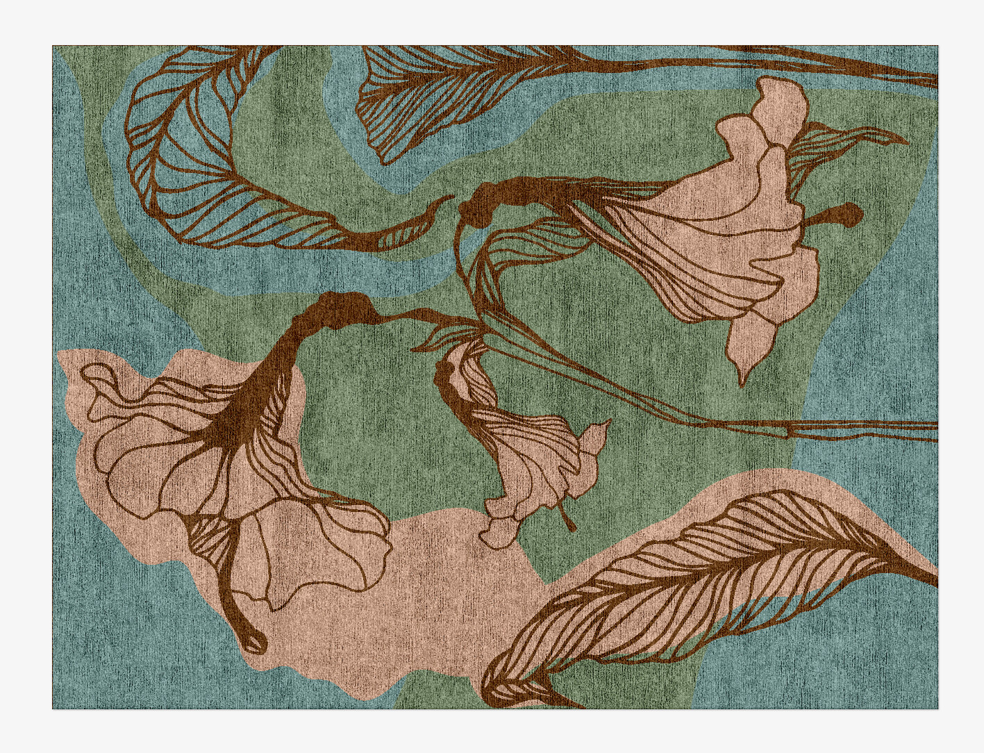 Cala Lily Field of Flowers Rectangle Hand Knotted Bamboo Silk Custom Rug by Rug Artisan