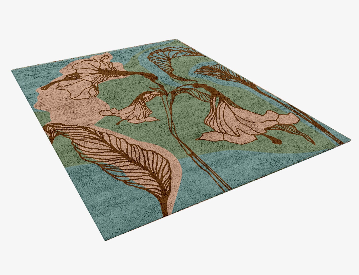 Cala Lily Field of Flowers Rectangle Hand Knotted Bamboo Silk Custom Rug by Rug Artisan
