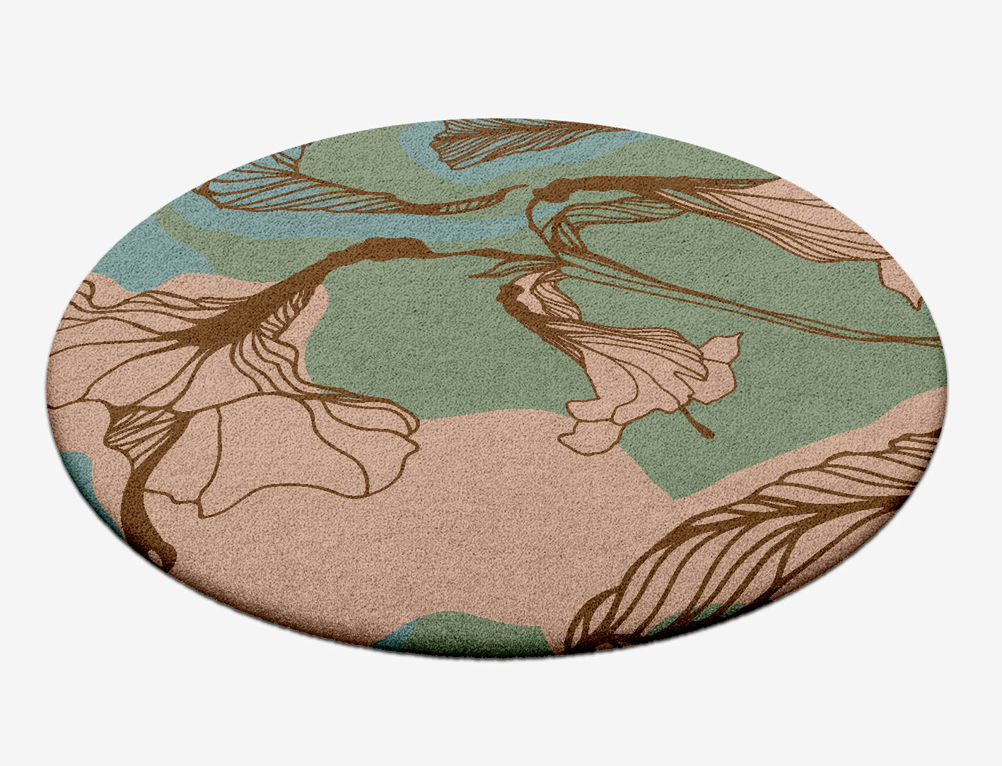 Cala Lily Field of Flowers Round Hand Tufted Pure Wool Custom Rug by Rug Artisan