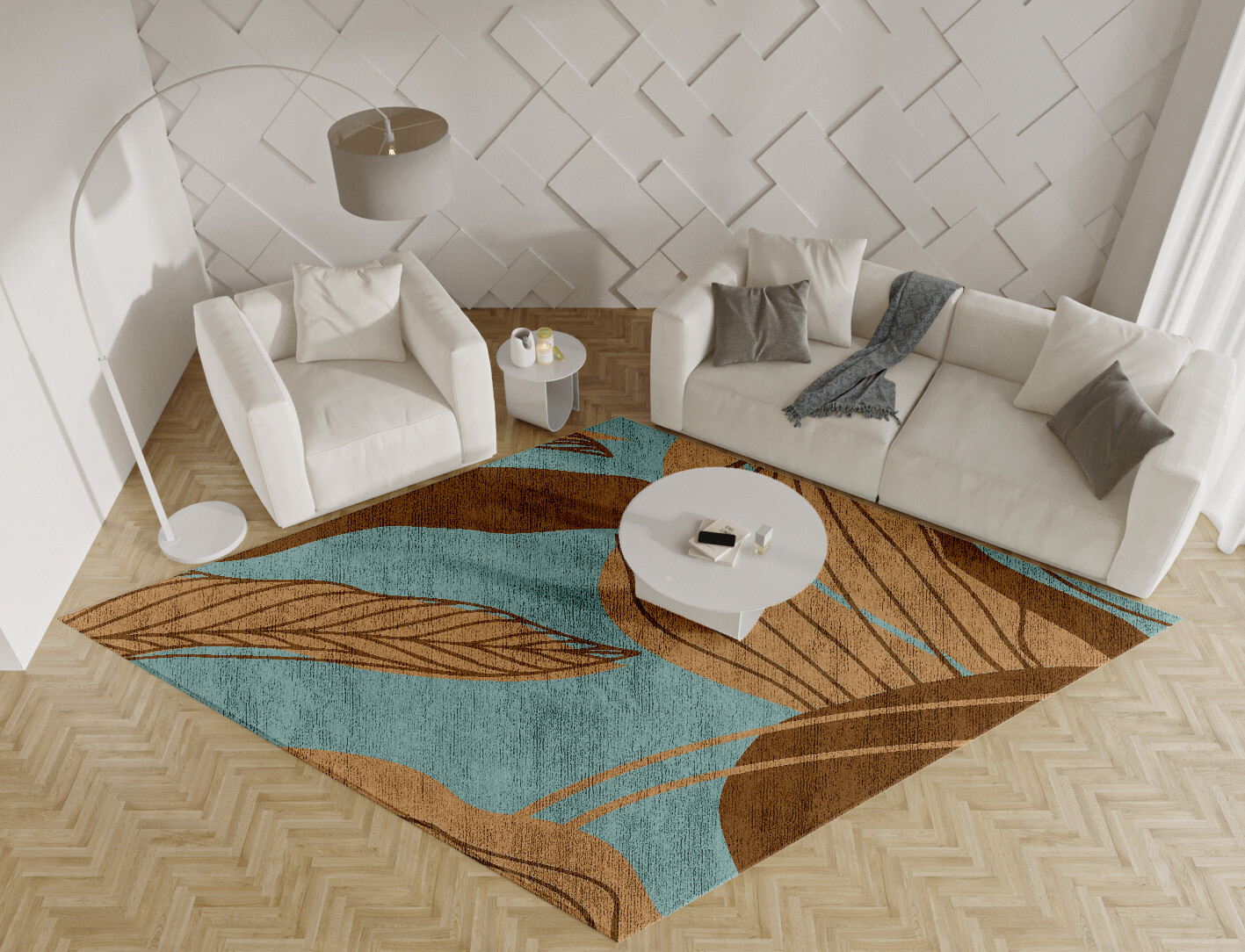 Calathea Field of Flowers Diamond Hand Knotted Bamboo Silk Custom Rug by Rug Artisan