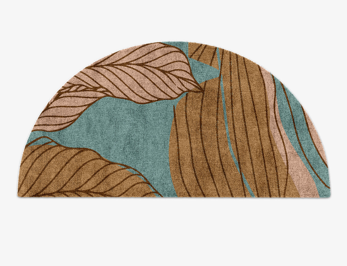 Calathea Field of Flowers Halfmoon Hand Knotted Bamboo Silk Custom Rug by Rug Artisan