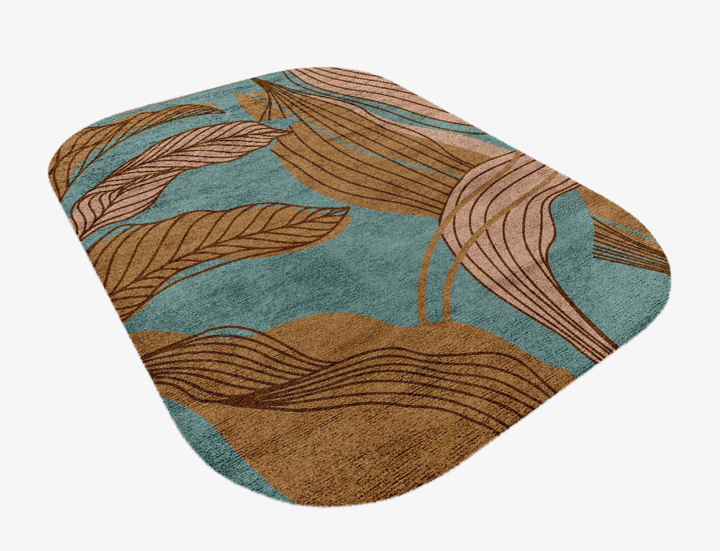 Calathea Field of Flowers Oblong Hand Knotted Bamboo Silk Custom Rug by Rug Artisan