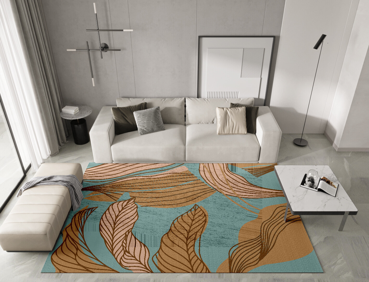 Calathea Field of Flowers Rectangle Hand Knotted Bamboo Silk Custom Rug by Rug Artisan